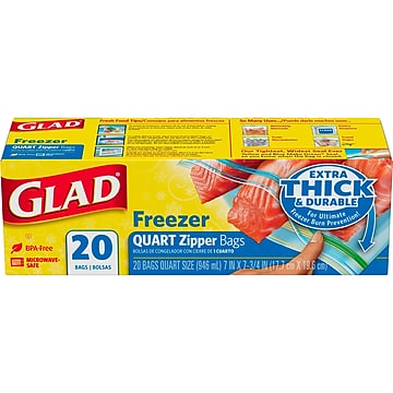 Glad Bags Freezer Zipper Quart; 20 Count; 12 Per Case