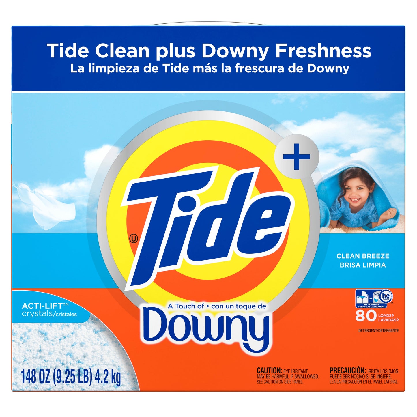 Tide Tide Powder With Touch Of Downy Ultra Clean Breeze; 9.25 Pounds; 2 Per Case