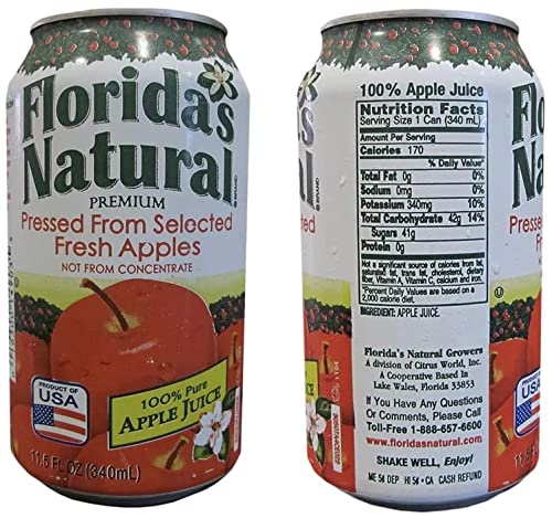 Florida's Natural Juice Apple Juice; 11.5 Fluid Ounces; 24 Per Case