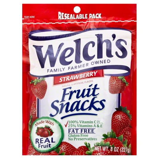 Welch's Fruit Snacks Strawberry Resealable; 8 Ounces; 9 Per Case