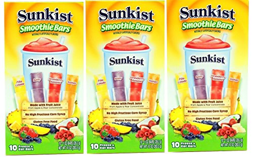 Sunkist Pina Colada; Berry; Strawberry Banana; And Mango Smoothie Bars; 10 Count; 12 Per Case - High Mart Wholesale