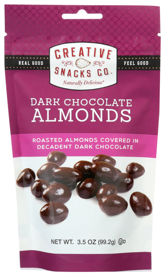 Creative Snacks Co. Dark Chocolate Almonds Snack Bag; 3.5 Ounces; 6 Per Case - High Mart Wholesale