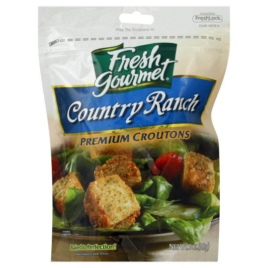 Fresh Gourmet Country Ranch Crouton Bag; 5 Ounce; 12 Per Case - High Mart Wholesale