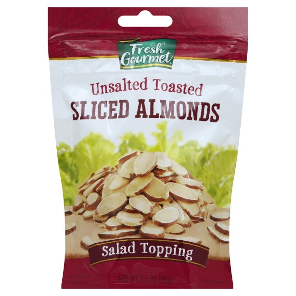Fresh Gourmet Toasted Sliced Almonds Bags; 3.5 Ounce; 9 Per Case - High Mart Wholesale