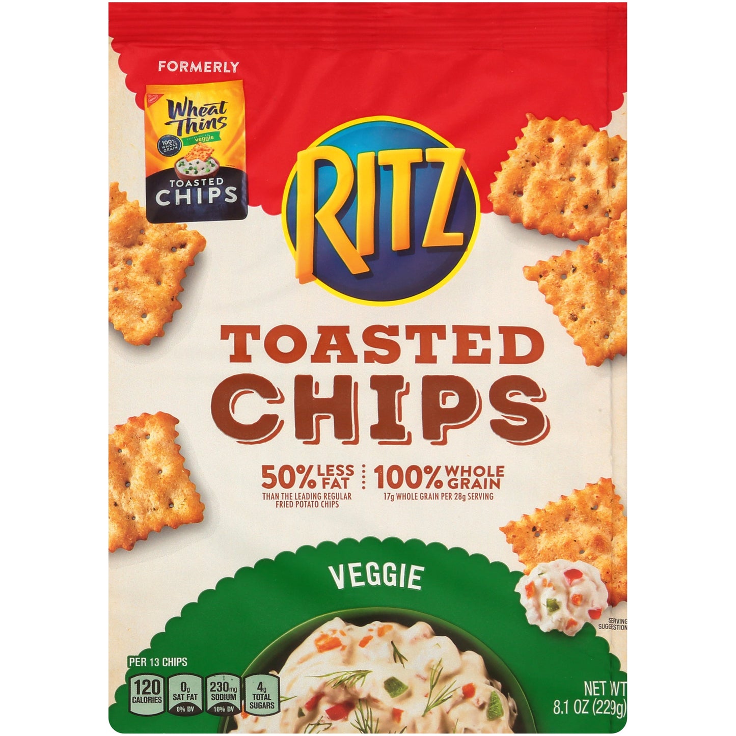 Ritz Wheat Thins Toasted Vegetable Chips; 8.1 Ounce; 6 Per Case - High Mart Wholesale