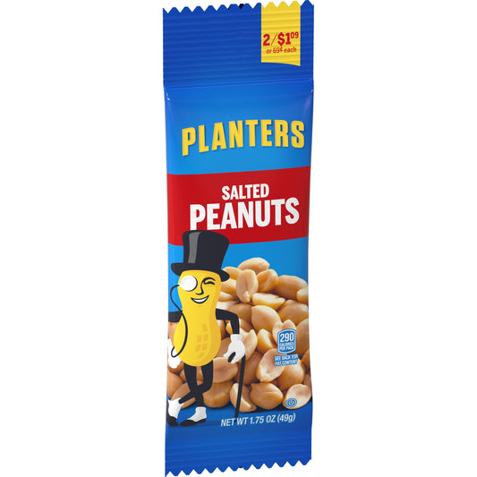 Planters Pre-Priced Salted Peanuts Tube; 1.75 Ounce; 18 Per Box; 6 Per Case