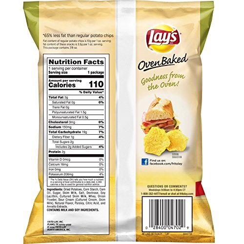 Lay's Single Servce Classic Baked Potato Chips; 0.875 Ounce; 60 Per Case