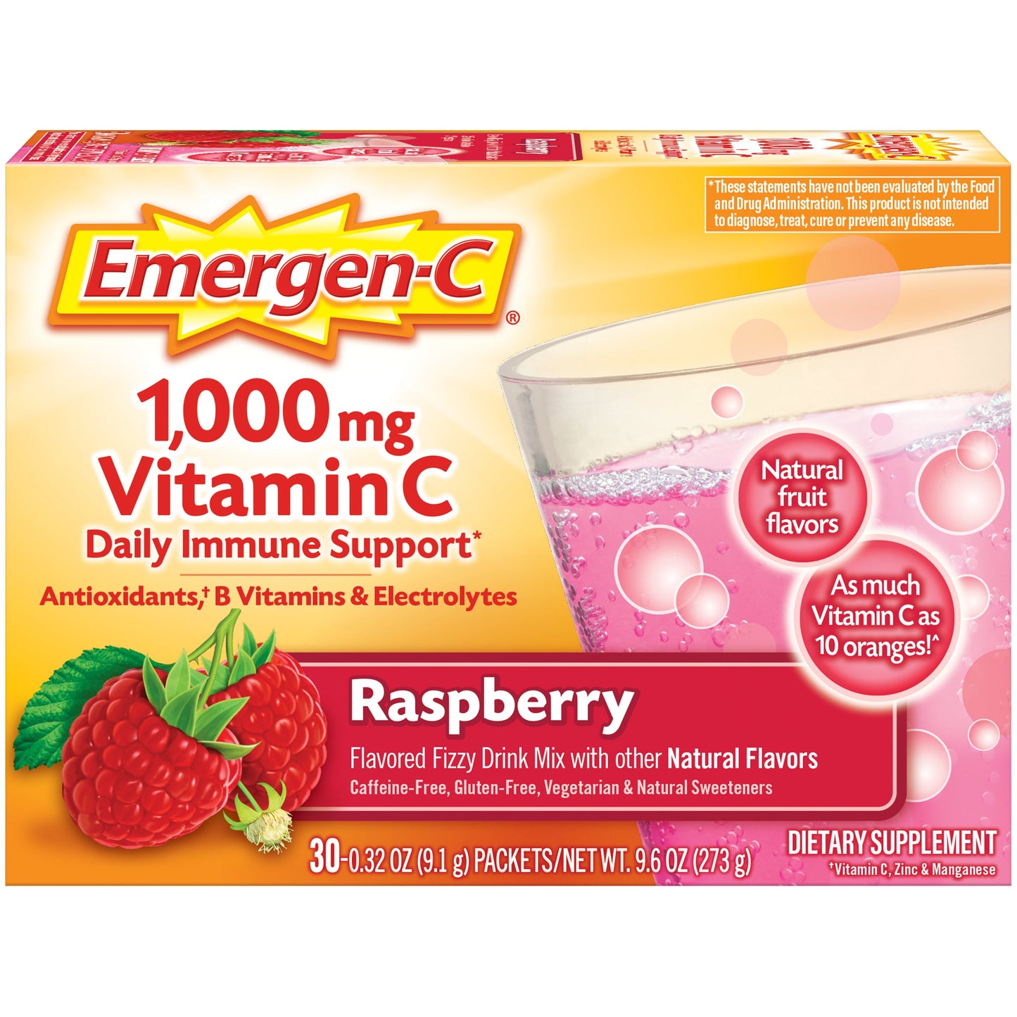 Emergen-C Vitamin C Raspberry; 30 Each; 3 Per Box; 4 Per Case