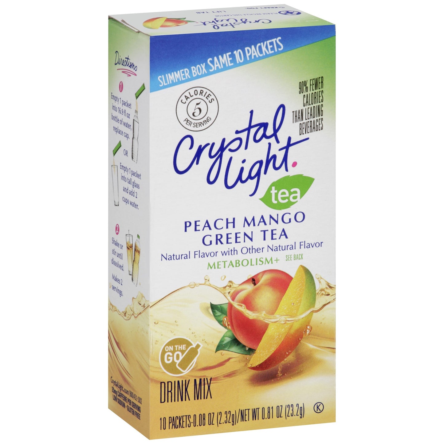 Crystal Light Crystal Light Beverage Green Tea Peach Mango; 0.08 Ounces; 10 Per Box; 12 Per Case - High Mart Wholesale