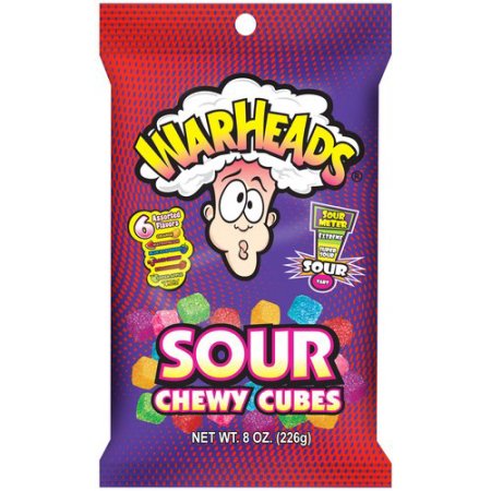 Warheads Cubes Peg Bag; 8 Ounces; 12 Per Case