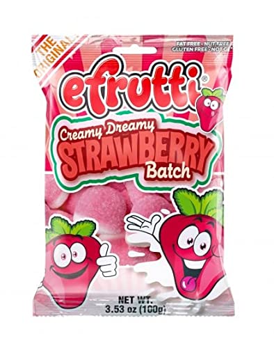 Efrutti Display Ready Case With Bags Of Efrutti Creamy Dreamy Strawberry Batch Gummi Candy; 100 Gram; 12 Per Case - High Mart Wholesale