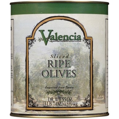 Valencia Ripe Black Sliced Imported Olives Canned; 55 Ounce; 6 Per Case - High Mart Wholesale