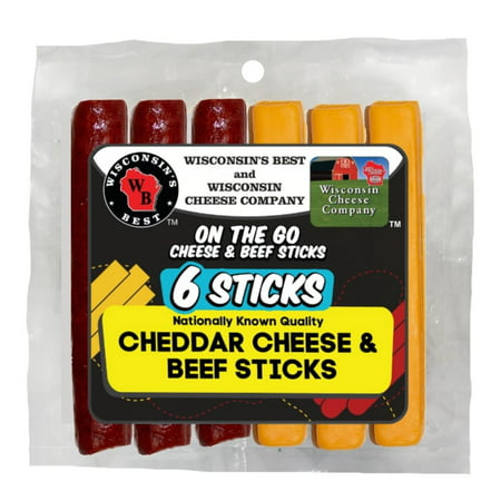 Wisconsins Best Cheddar Cheese And Beef Stick; 6 Sticks Combination Case Shelf Stable; 1 Each; 12 Per Box; 4 Per Case - High Mart Wholesale