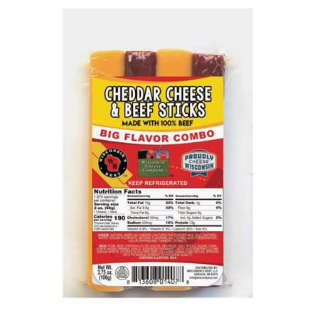 Wisconsins Best Cheddar Cheese And Beef Stick Stick Combination Pack Shelf Stable Caddy Case (48); 3.75 Ounce; 12 Per Box; 4 Per Case - High Mart Wholesale