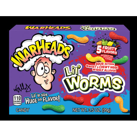 Warheads Lil' Worms Theater Box; 3.5 Ounces; 12 Per Case