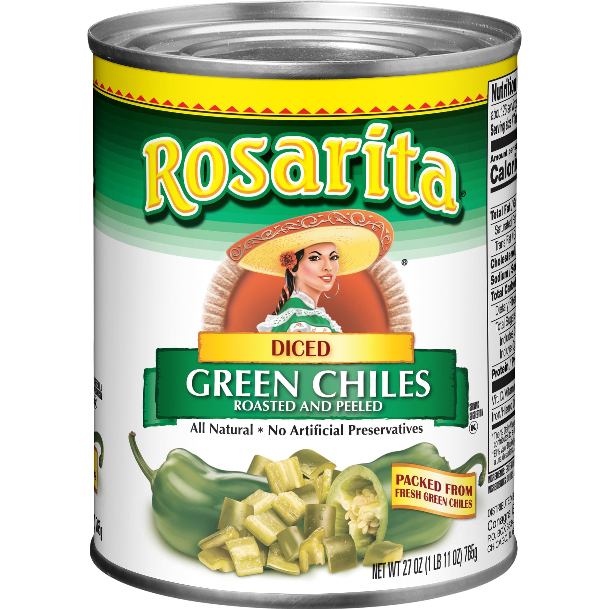 Rosarita Peppers Green Chili Diced; 27 Ounces; 12 Per Case - High Mart Wholesale