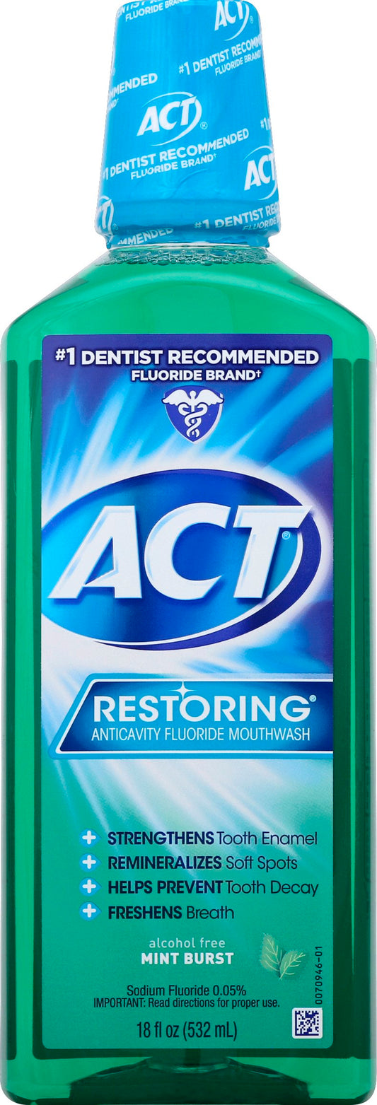 Act Restoring Mint Burst Mouthwash Ounces; 18 Fluid Ounce; 6 Per Box; 4 Per Case