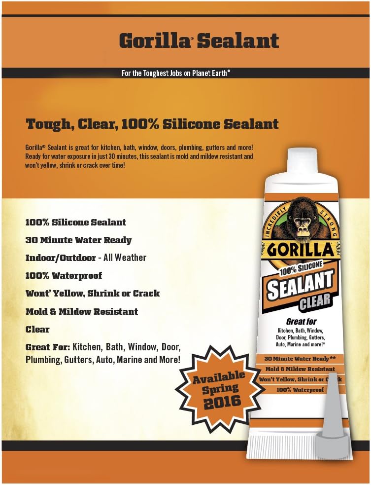 Gorilla Glue Silicone Sealant  2.8oz. Clear