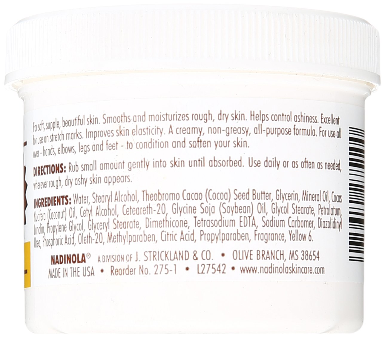 Beauty Enterprises Nadinola Cocoa Butter Cream 4 Oz.