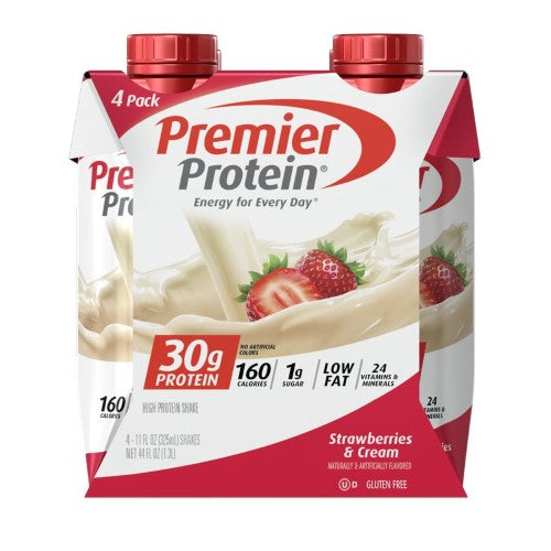 Premier Protein Premier Protein Protein Shake Strawberries & Creme; 11 Fluid Ounce; 4 Per Box; 3 Per Case - High Mart Wholesale