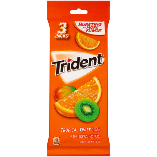 Trident Tropical Twist Sugar Free Gum; 42 Count; 20 Per Case