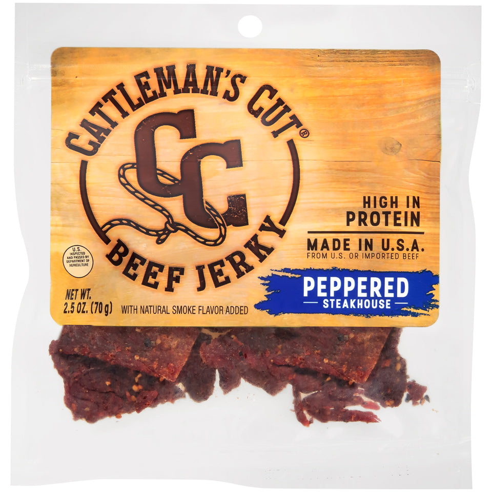 Cattlemen's Pepstk Beef Jerky 2.5Oz/8Pkg; 2.5 Ounce; 8 Per Case - High Mart Wholesale