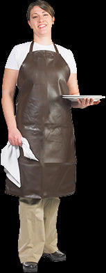 San Jamar 25 Inch X 28 Inch Heavy Duty Vinyl Brown Bib Apron; 1 Each - High Mart Wholesale