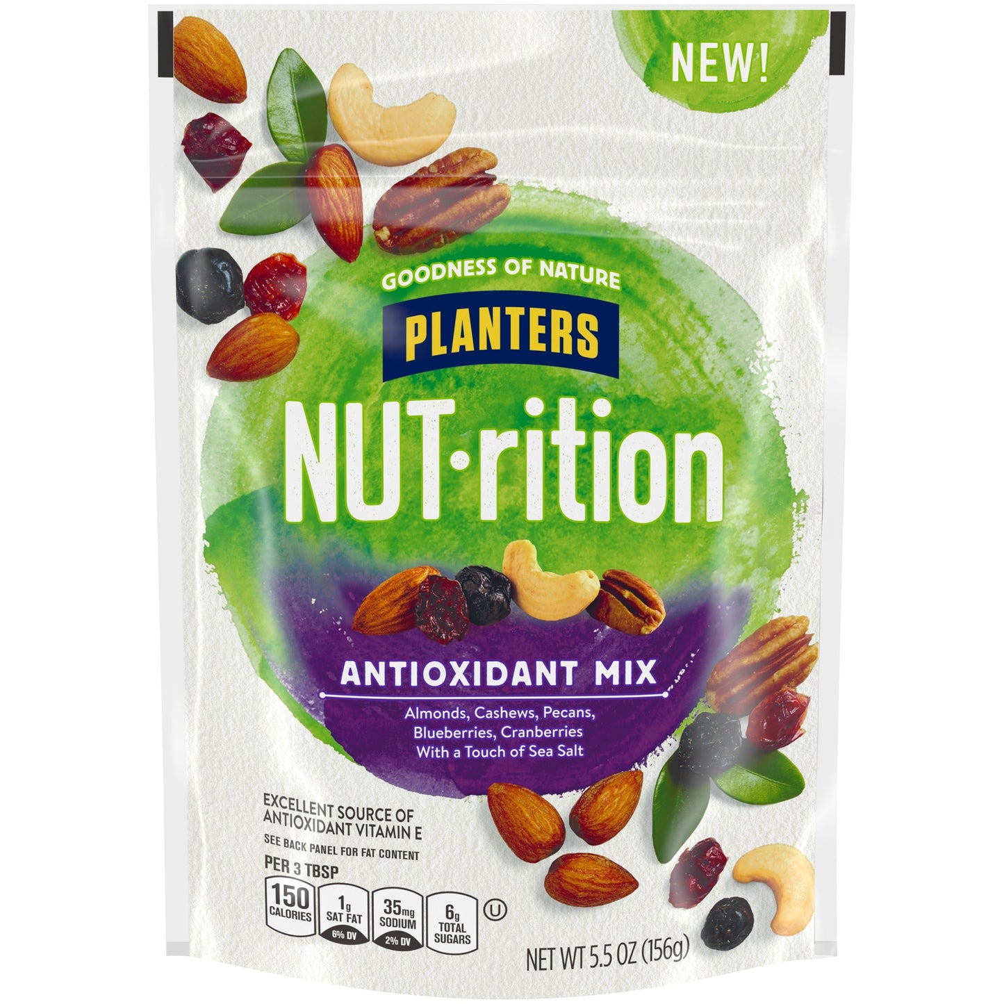 Planters Nut-Rition Almond; Cashew; Pecan; Blueberries; Cranberries; And A Touch Of Salt Antioxidant Mix; 5.5 Ounces; 8 Per Case