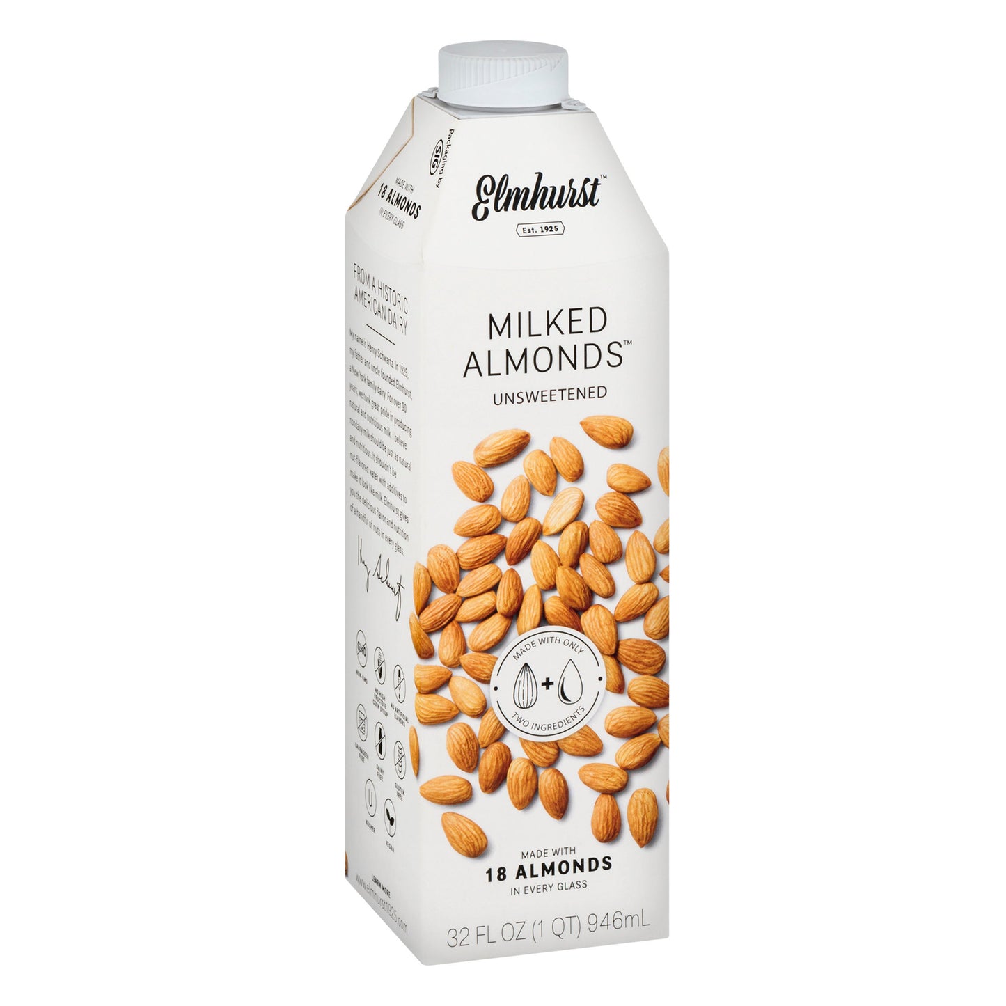 Elmhurst Milked Milked Unsweetened Almond; 32 Fluid Ounces; 6 Per Case
