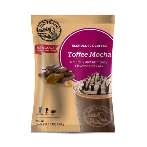 Big Train Toffee Mocha Blended Ice Coffee Powdered Drink Mix; 3.5 Pounds; 5 Per Case - High Mart Wholesale