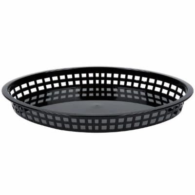 Tablecraft 12.75 Inch X 9.5 Inch X 1.5 Inch Jumbo Platter Oval Black Plastic Basket; 36 Each; 1 Per Case - High Mart Wholesale