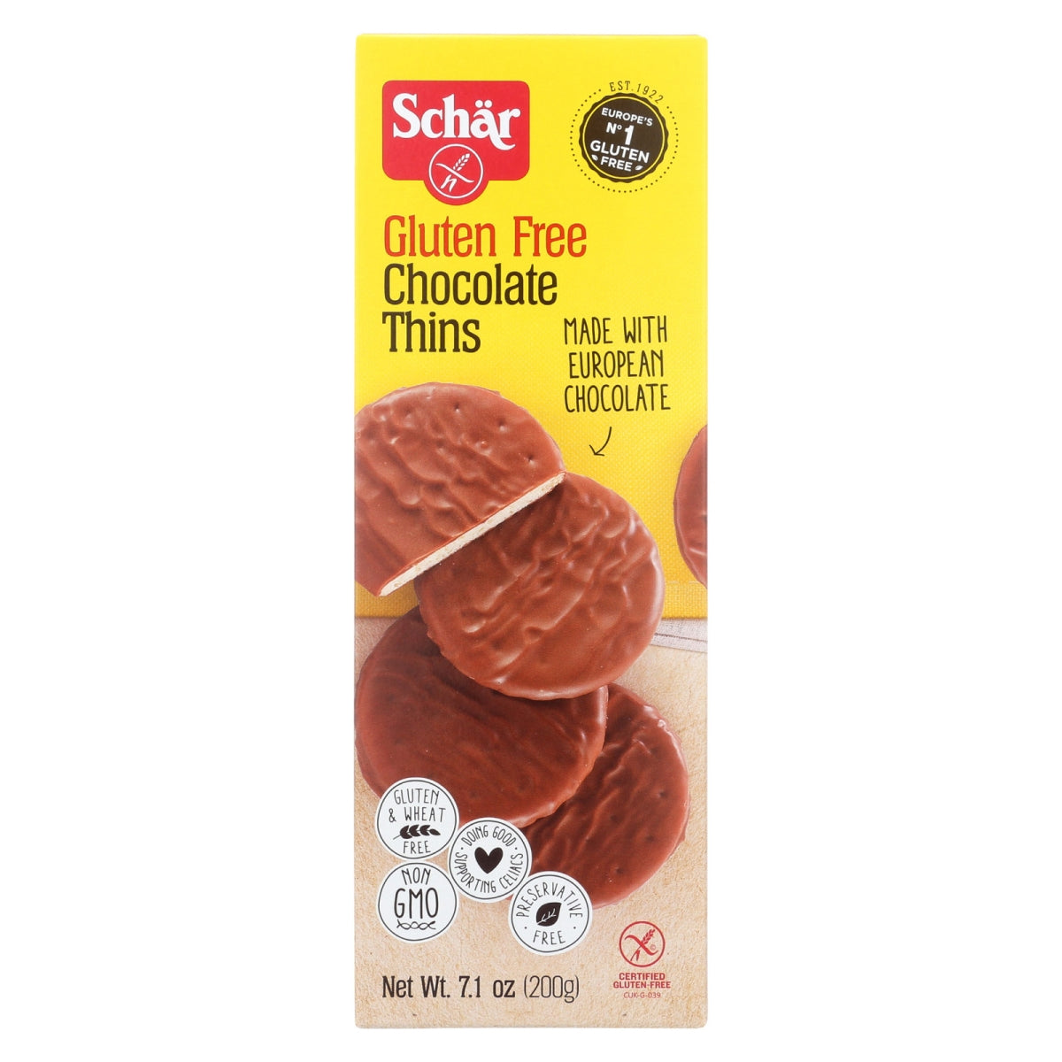 Schar Gluten Free Chocolate Thins; 7.1 Ounces; 12 Per Case - High Mart Wholesale