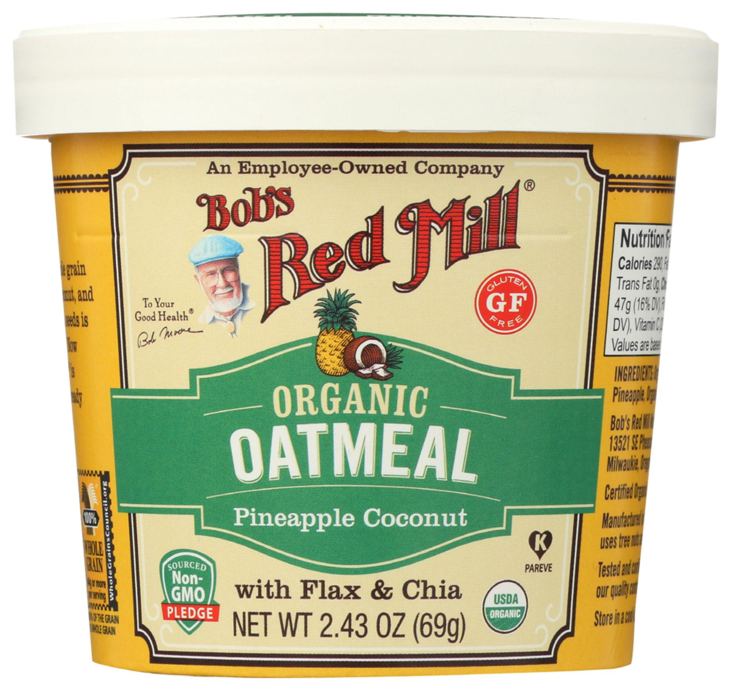 Bob's Red Mill Natural Foods Inc Organic Gluten Free Pineapple Coconut Oatmeal Cup; 2.43 Ounces; 12 Per Case