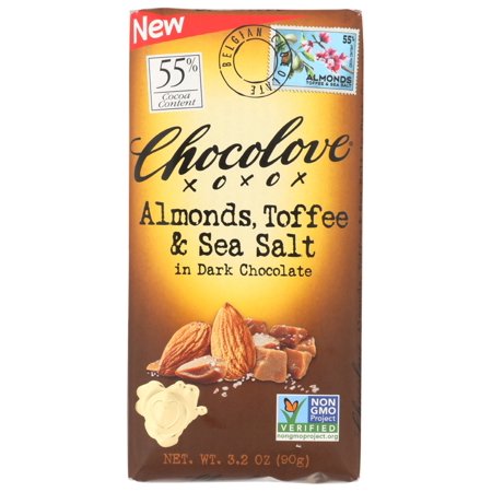 Chocolove Almonds Toffee Sea Salt Dark Chocolate; 3.2 Ounces; 12 Per Box; 12 Per Case - High Mart Wholesale