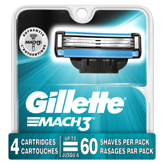 Gillette Mach Iii 3 Blade Razor Refills; 4 Count; 6 Per Box; 8 Per Case