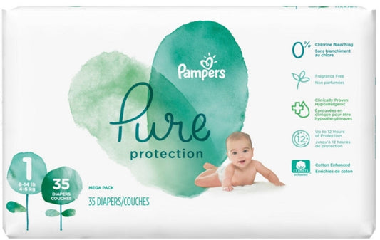 Pampers Pure Protection Newborn Diapers; 35 Count; 4 Per Case