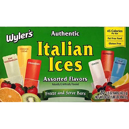 Wyler's Italian Ice Variety Pack Freezer Bars; 20 Count; 12 Per Case - High Mart Wholesale