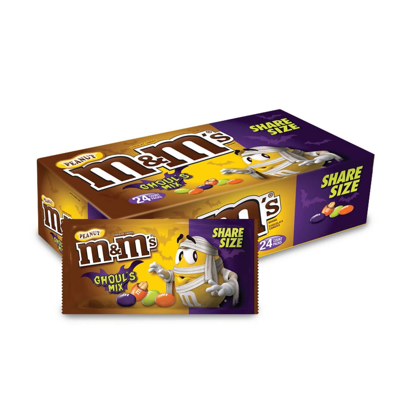 M&M's Peanut Ghouls Halloween Sharing Size; 3.27 Ounces; 24 Per Box; 6 Per Case