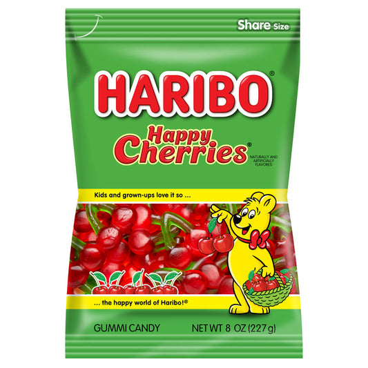 Haribo Confectionery Happy Cherries Gummi Candy; 8 Ounce; 10 Per Case - High Mart Wholesale