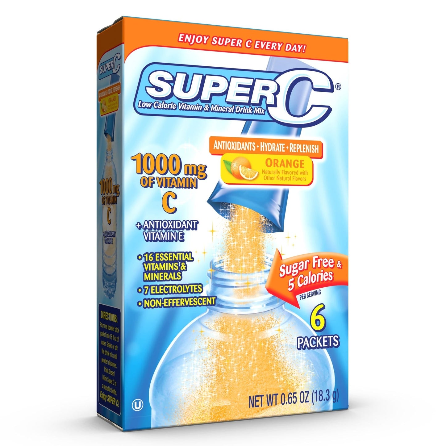 Super C Orange Vitamin & Mineral Drink Mix Singles To Go; 6 Count; 12 Per Case - High Mart Wholesale