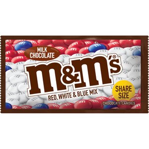 M&M's Milk Chocolate Red White & Blue Sharing Size; 3.14 Ounces; 24 Per Box; 6 Per Case