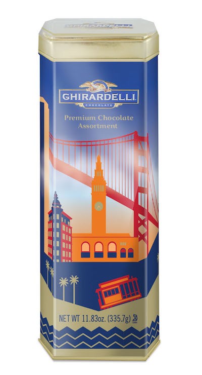 Ghirardelli San Francisco Tower Oval Tin Variety; 11.83 Ounces; 6 Per Case - High Mart Wholesale