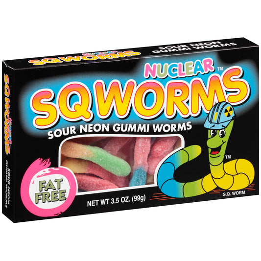 Sqworm Nuclear Sour Neon Gummi Worms; 3.5 Ounce; 12 Per Case