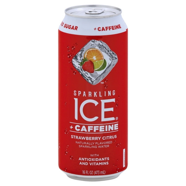 Sparkling Ice Plus Caffeine Strawberry Citrus Flavored Sparkling Water; 16 Fluid Ounce; 12 Per Case