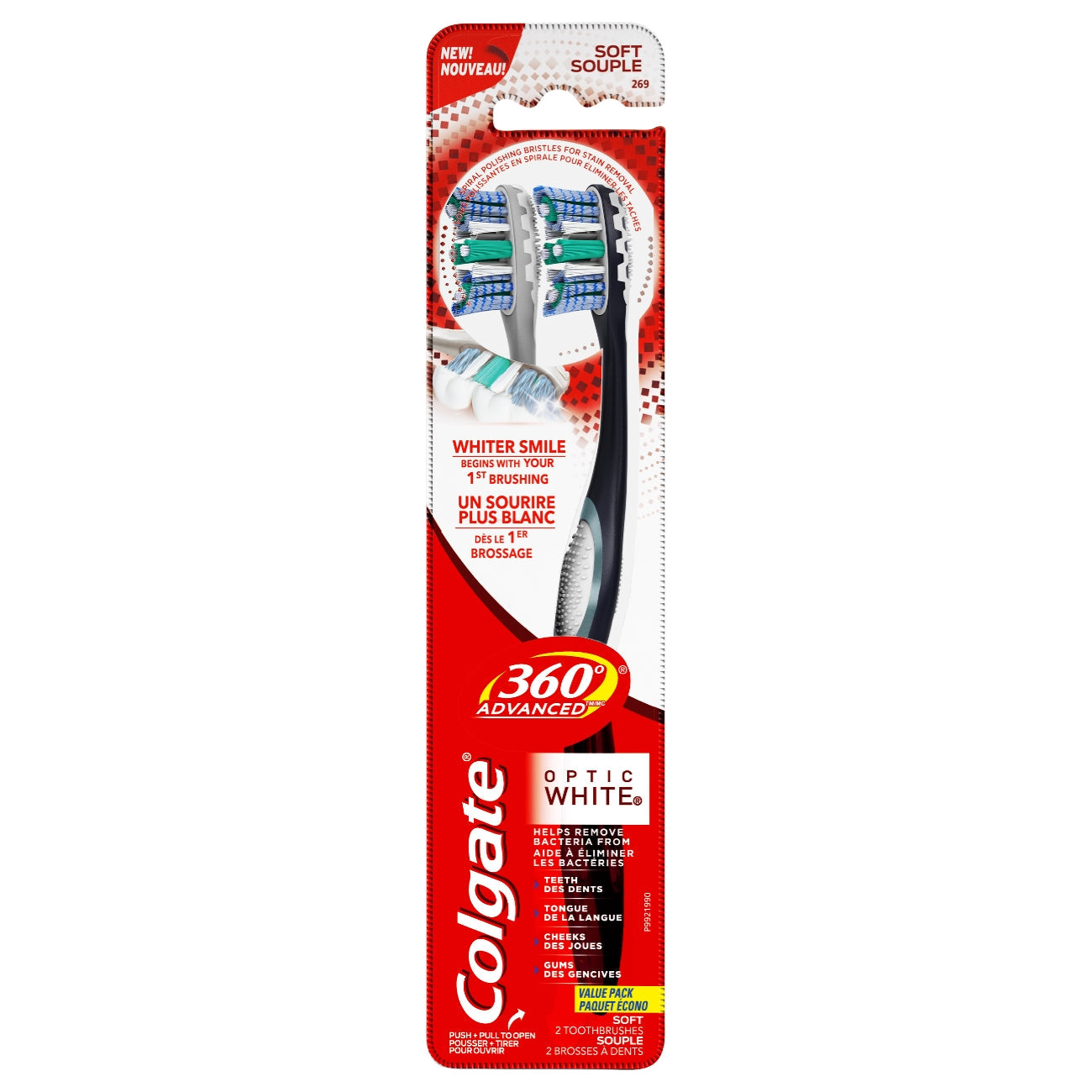 Colgate 360 Toothbrush Advanced Optic White; 1 Each; 6 Per Box; 6 Per Case