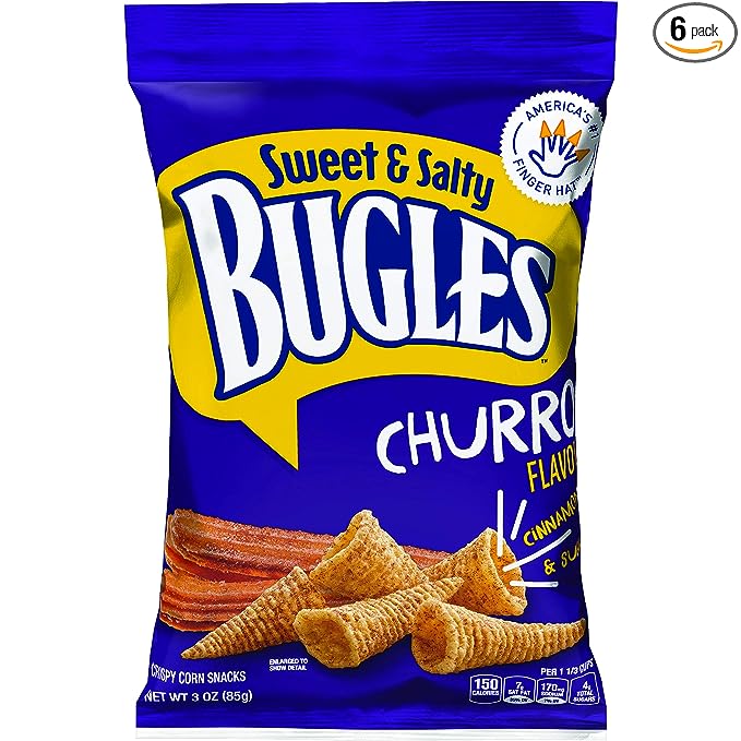 Bugles Corn Snacks, Sweet and Salty Churro, 3 Oz
