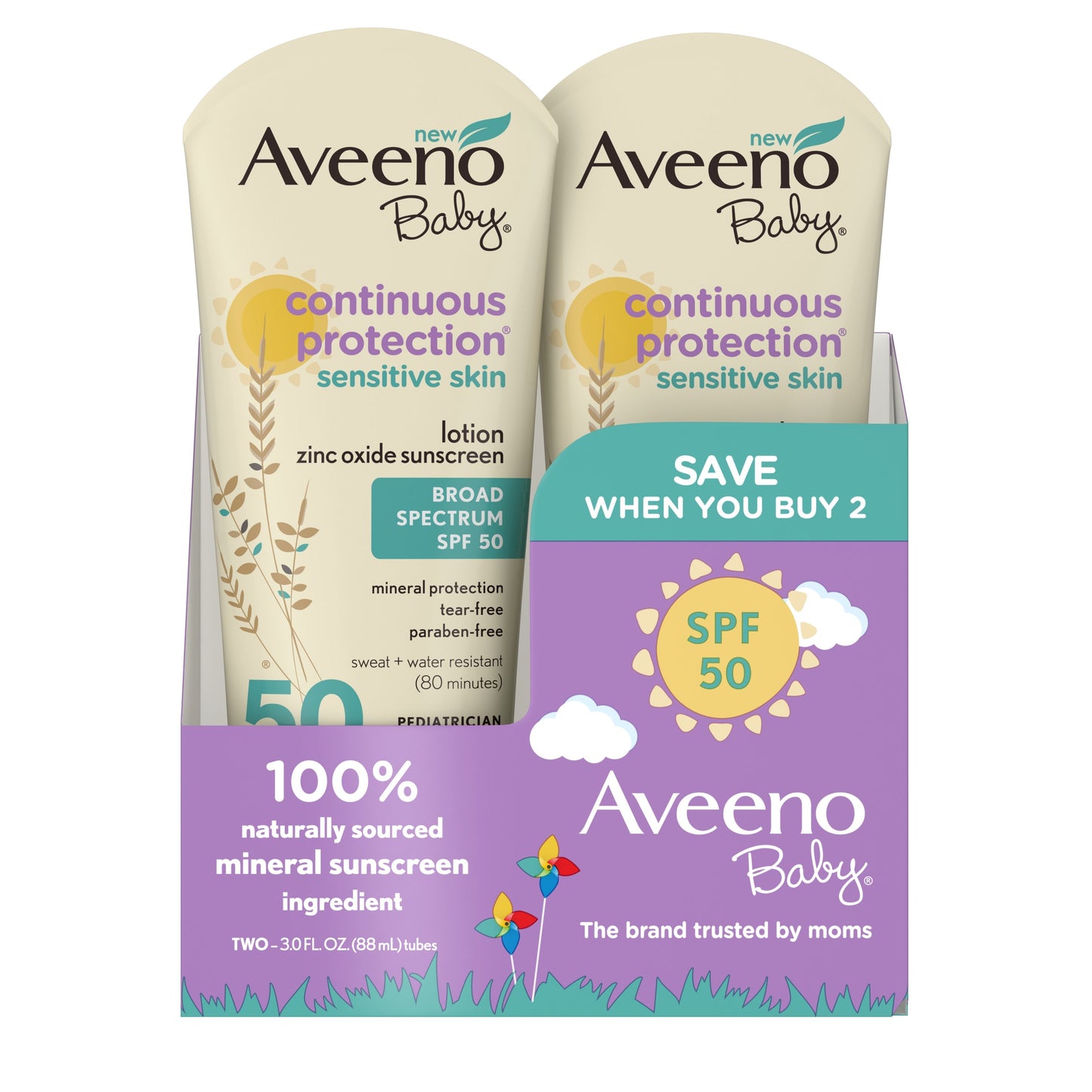 Aveeno Baby Baby Sunscreen Spf 50; 6 Fluid Ounces; 3 Per Box; 4 Per Case - High Mart Wholesale