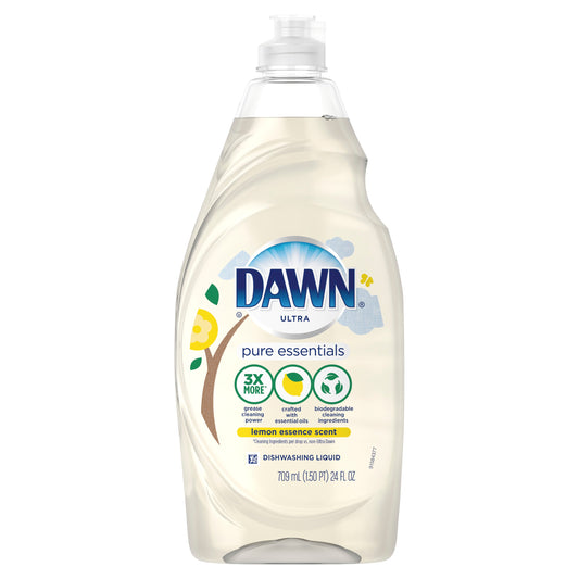 Dawn Pure Essentials Lemon Essence Dishwashing Liquid; 24 Fluid Ounces; 10 Per Case