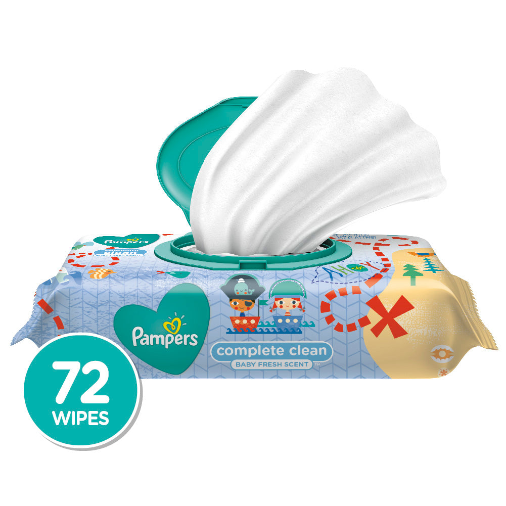 Pampers Baby Wipes Complete Clean Scented Pop Top; 72 Count; 8 Per Case