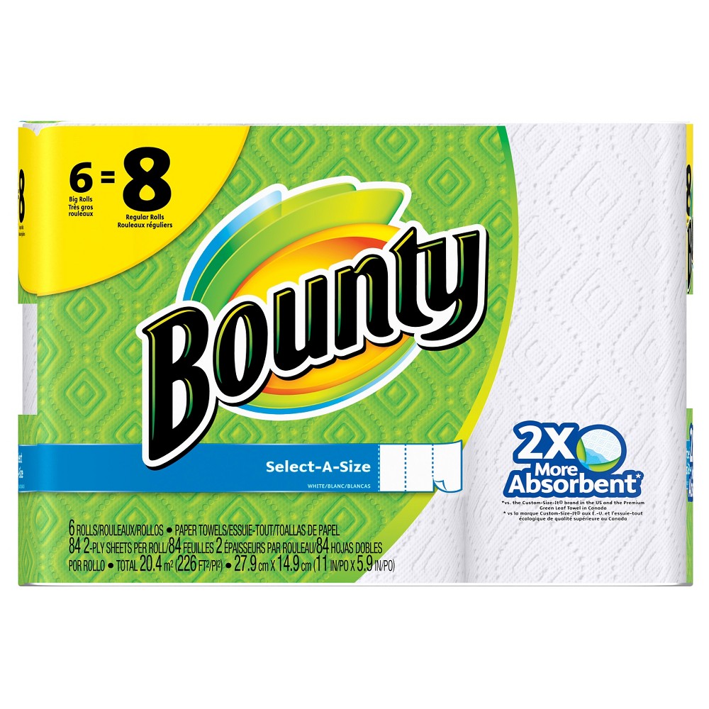 Bounty Paper Towel White Select A Size 74Cnt; 199 Square Foot; 1 Per Case